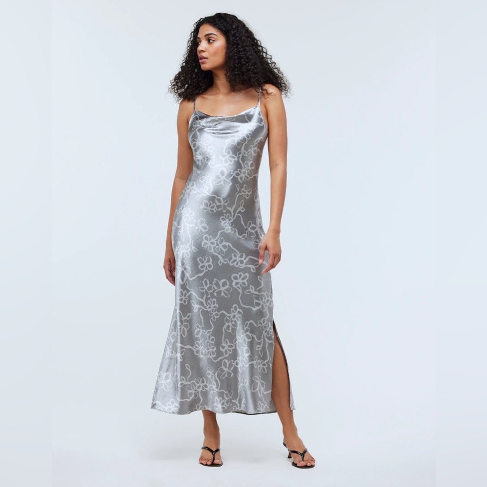 Madewell Metallic Midi Slip Dress in Floral